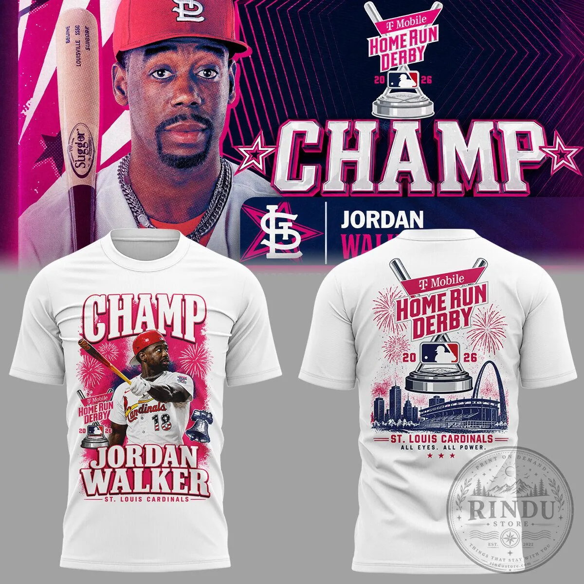 Jordan Walker St. Louis Cardinals 2026 Home Run Derby Champion T-Shirt